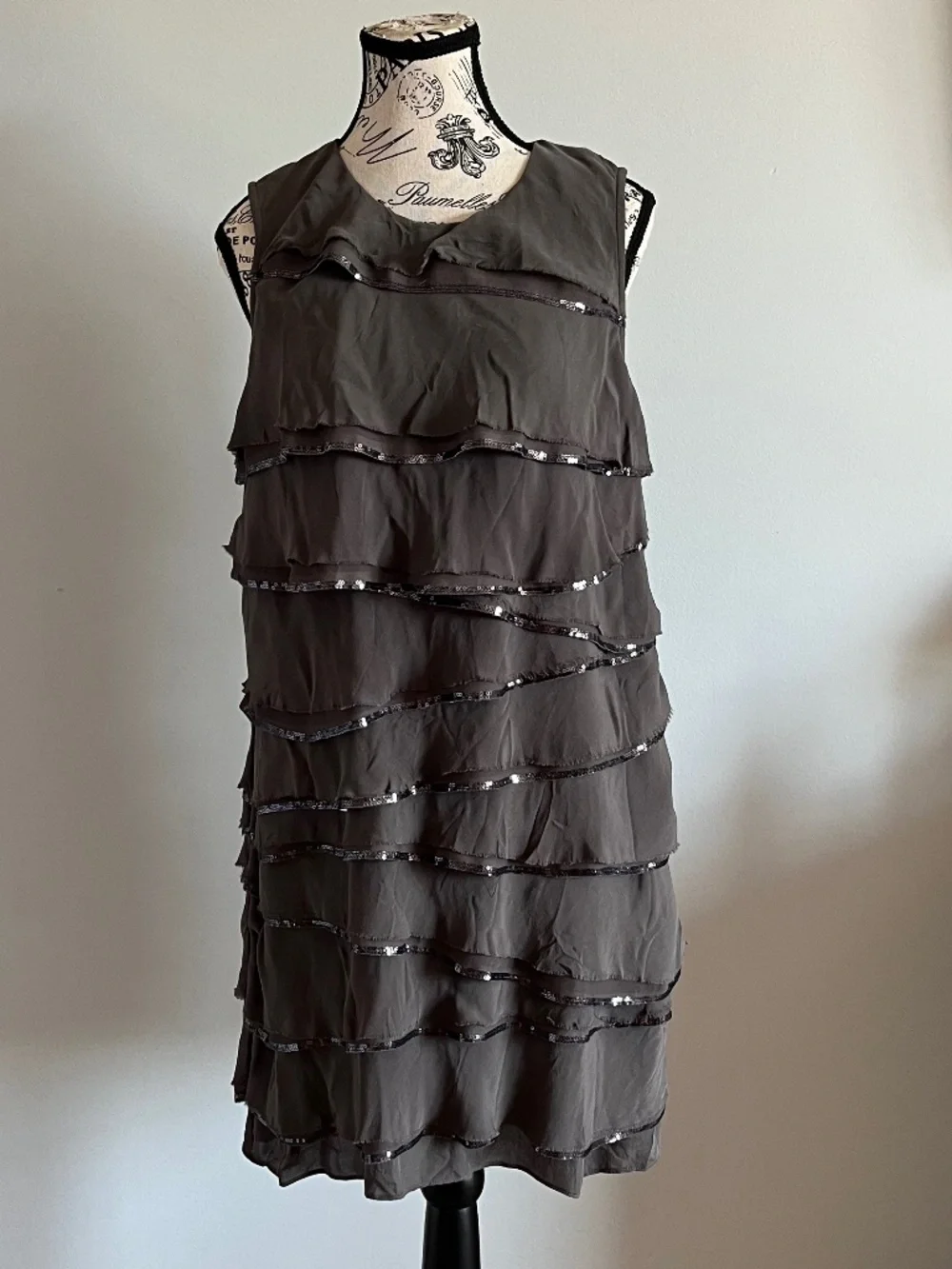Gray Michael Kors Ruffle dress with sequin trim
